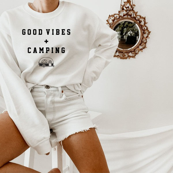 Good Vibes + Camping Crewneck Sweatshirt