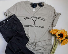 Load image into Gallery viewer, Yellowstone Dutton Ranch V Neck Tee
