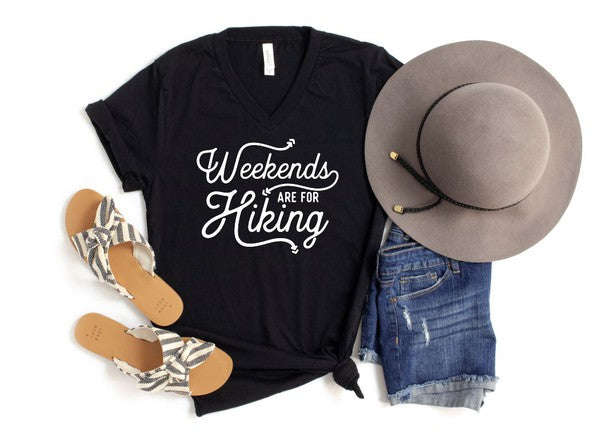 Weekends Are For Hiking V Neck Tee