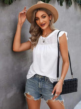 Load image into Gallery viewer, Ruffled Round Neck Cap Sleeve Top
