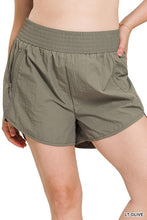 Load image into Gallery viewer, Plus Windbreaker Smocked Waistband Running Shorts
