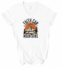 Load image into Gallery viewer, V-Neck Faith Can Move Mountains Tee
