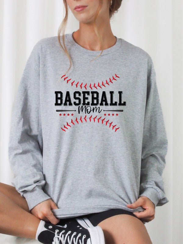 Plus Baseball Mom Red Stitch Crewneck Sweatshirt