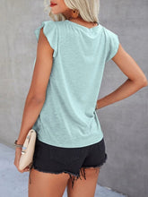 Load image into Gallery viewer, Ruffled Round Neck Cap Sleeve Top
