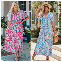 Load image into Gallery viewer, Multicolored V-Neck Maxi Dress
