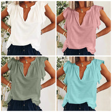 Load image into Gallery viewer, Ruffled Notched Cap Sleeve Top
