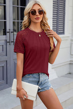 Load image into Gallery viewer, Openwork Round Neck Short Sleeve Top

