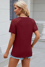 Load image into Gallery viewer, Openwork Round Neck Short Sleeve Top
