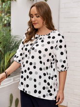 Load image into Gallery viewer, Plus Size Polka Dot Round Neck Half Sleeve Blouse
