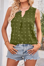 Load image into Gallery viewer, Green Swiss Dot Notched V Neck Tank Top
