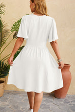 Load image into Gallery viewer, Ruched Surplice Short Sleeve Dress

