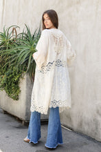 Load image into Gallery viewer, Crochet Open Patch Longline Kimono
