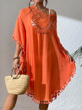 Load image into Gallery viewer, Tassel Cutout Scoop Neck Cover-Up Dress
