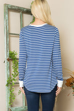 Load image into Gallery viewer, Knit Jersey Stripe Button Top
