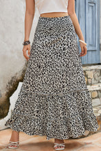 Load image into Gallery viewer, Leopard Print High Waist Frill Tiered Maxi Skirt
