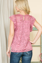 Load image into Gallery viewer, Stretch Lace Flutter Sleeve Top
