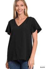 Load image into Gallery viewer, Woven Flutter Sleeve V-Neck Top
