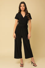 Load image into Gallery viewer, Solid Surplice Cropped Jumpsuit with Faux Wrap
