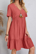 Load image into Gallery viewer, Ruched V-Neck Short Sleeve Dress
