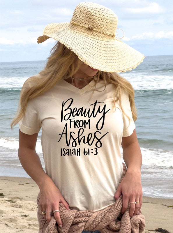 Plus Beauty From Ashes V Neck Graphic Tee