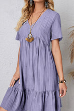 Load image into Gallery viewer, Ruched V-Neck Short Sleeve Dress

