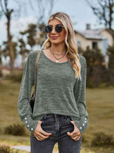 Load image into Gallery viewer, Round Neck Long Sleeve Buttoned Top
