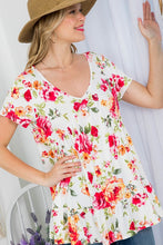 Load image into Gallery viewer, Allover Floral Print Babydoll Top - Plus

