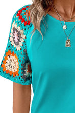 Load image into Gallery viewer, Geometric Round Neck Short Sleeve Blouse
