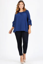 Load image into Gallery viewer, Knit 3/4 Sleeve Double Layer Ruffle Sleeve Top
