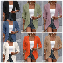 Load image into Gallery viewer, Eyelet Roll-Tab Sleeve Cardigan

