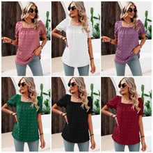 Load image into Gallery viewer, Swiss Dot Puff Sleeve Square Neck Blouse
