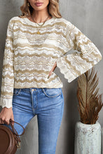 Load image into Gallery viewer, Wavy Stripe Scalloped Edge Pointelle Knit Sweater
