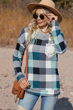 Load image into Gallery viewer, Plaid Print Lace Pocket Long Sleeve Top

