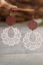 Load image into Gallery viewer, White Hollowed Wood Pendant Earrings
