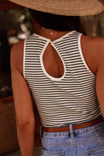 Load image into Gallery viewer, Cutout Striped Round Neck Tank
