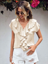 Load image into Gallery viewer, Ruffled V-Neck Short Sleeve Blouse

