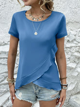 Load image into Gallery viewer, Ruffled Round Neck Short Sleeve Top
