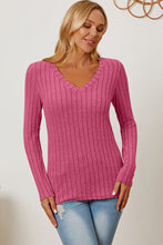Load image into Gallery viewer, Ribbed V-Neck Long Sleeve Top
