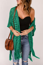 Load image into Gallery viewer, Openwork Open Front Cardigan with Fringes
