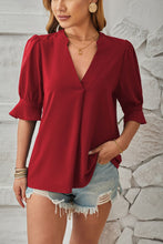 Load image into Gallery viewer, Notched Half Sleeve Blouse
