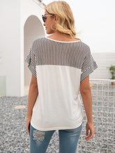 Load image into Gallery viewer, Striped V-Neck Short Sleeve Top
