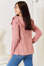 Load image into Gallery viewer, Square Neck Ruffle Shoulder Long Sleeve Top
