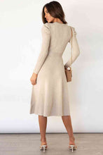 Load image into Gallery viewer, Round Neck Long Sleeve Tie Waist Sweater Dress
