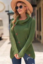 Load image into Gallery viewer, Decorative Button Mock Neck Sweater
