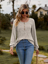Load image into Gallery viewer, Round Neck Button-Down Long Sleeve Top
