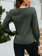 Load image into Gallery viewer, Ribbed Round Neck Lantern Sleeve Knit Top
