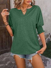 Load image into Gallery viewer, Heathered Notched Lantern Sleeve Blouse
