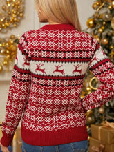 Load image into Gallery viewer, Reindeer and Snowflake Print Pullover Sweater
