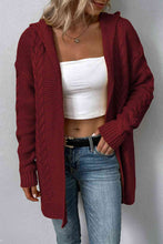 Load image into Gallery viewer, Cable-Knit Dropped Shoulder Hooded Cardigan
