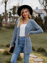 Load image into Gallery viewer, Ribbed Button-Up Cardigan with Pockets
